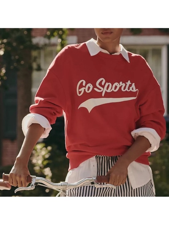Favorite Daughter Tops - Favorite Daughter Red "Go Sports" Logo Sweatshirt
